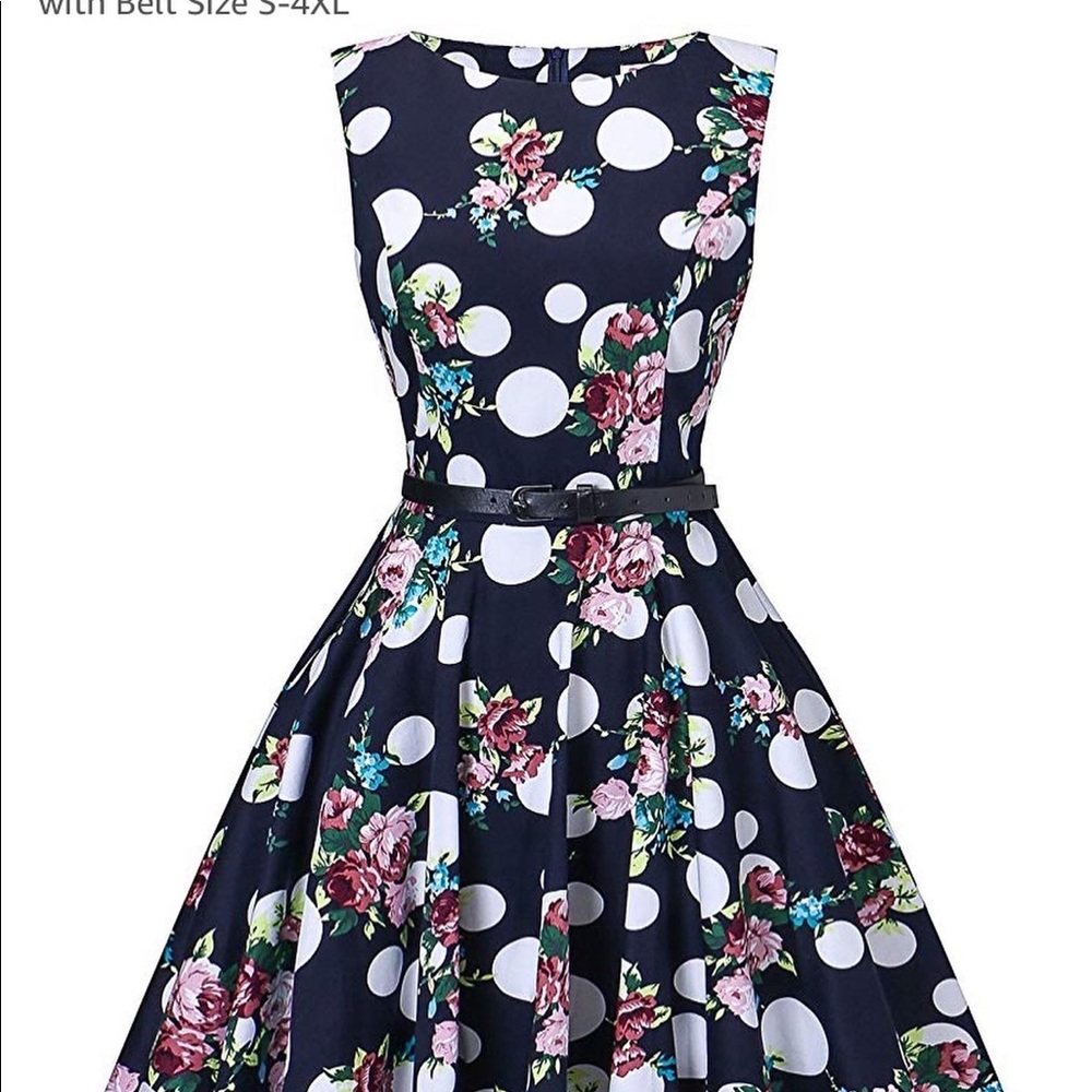 NWT Feldie Polka dot Floral A-line retro dress